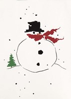 Snowman with Red Scarf Fine Art Print