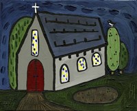 Church with Red Door Fine Art Print