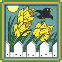 Daffodils 3 With Kernal The Crow Fine Art Print