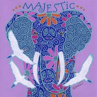 Elephant I (Majestic) with Cattle Egrets Fine Art Print