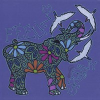 Elephant II (Feeling Groovy) with Cattle Egrets Fine Art Print