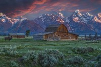 Grand Teton Mormon Barn At Sunrise Fine Art Print