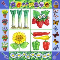 Gardening Veggies + Fruits Square Fine Art Print