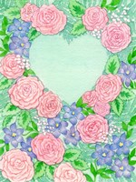 Roses on Green Heart Fine Art Print