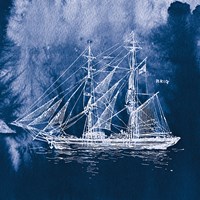 Sailing Ships IV Indigo Fine Art Print