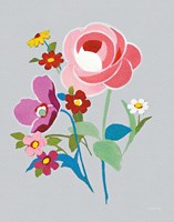 Alpine Bouquet I Gray Fine Art Print