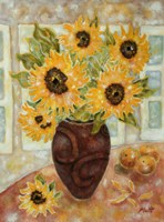 Sunflowers And Satsumas Fine Art Print