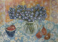 Blue Flowers On A Hawaiian Cloth Fine Art Print