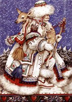 Father Christmas with Deer Fine Art Print