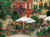 Flowers By The Cafe Fine Art Print