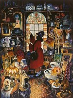 Antique Lady Red Coat II Fine Art Print