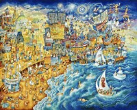 Steel Pier Night And Day Fine Art Print