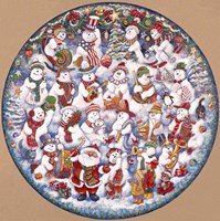 Santa And The Snowfolks Fine Art Print