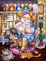 The Lady Who Loves Cats Fine Art Print