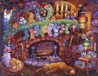 By the Fireplace Framed Print