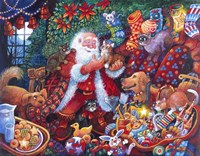 Santa with Pets Fine Art Print