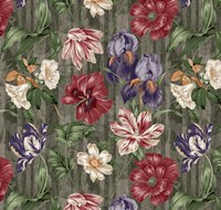 Floral Waltz Textured Scroll Stripe Slate Fine Art Print