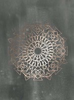 Rose Gold Foil Mandala I on Black Wash Fine Art Print