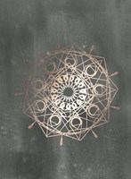 Rose Gold Foil Mandala II on Black Wash Fine Art Print