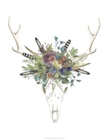 Deer Skull & Flowers II Fine Art Print