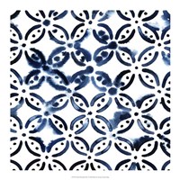 Cobalt Watercolor Tiles I Fine Art Print