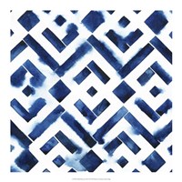 Cobalt Watercolor Tiles II Fine Art Print
