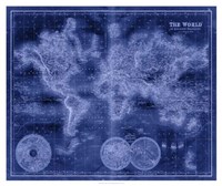 Indigo World Map Fine Art Print