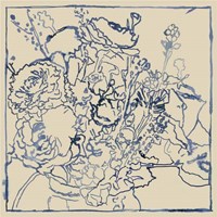 Indigo Floral Sketch I Fine Art Print