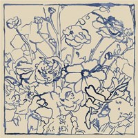 Indigo Floral Sketch II Fine Art Print