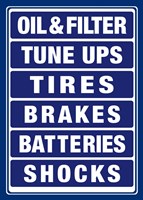 Auto Shop Boards Blue and White Fine Art Print