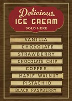 Ice Cream Board -Wood Fine Art Print