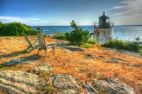 Adirondack Chairs And Lighthouse Fine Art Print