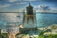 RI Lighthouse And Sloop Fine Art Print