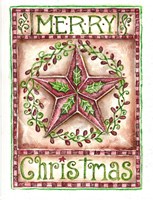 Merry Christmas Holly Star Fine Art Print