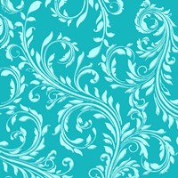 Teal Aqua Damask Fine Art Print