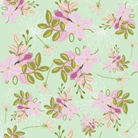 Pink Mint Floral Pattern Fine Art Print