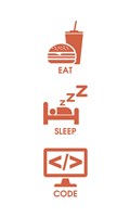 Eat Sleep Code - Orange Icons Fine Art Print