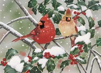 Snowy Perch - Cardinals Fine Art Print