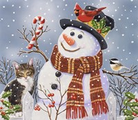 Snowman and Kitten Fine Art Print
