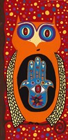 Owl With Evil Eye Hamsa Fine Art Print