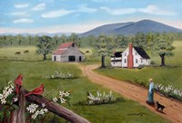 Baker's Mtn. and Cardinals Fine Art Print