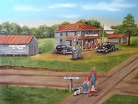 Cat Square Store and Little Sister Fine Art Print