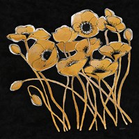 Gold Black Line Poppies I v2 Fine Art Print