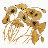 Gold Black Line Poppies II Fine Art Print