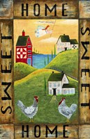 Home Sweet Home Chicken Rooster Angel Flag- Fine Art Print