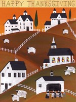 Pilgrim and Sheep Happy Thanksgiving Fine Art Print