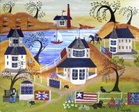 Americana Seaside Quilts Under Willow Trees Fine Art Print