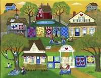 Old Tyme Barn Folk Art Quilts Fine Art Print