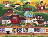 Sunrise Colorful Country Quilt Village Fine Art Print