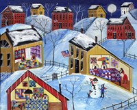Winter Moon Quilter Village Fine Art Print